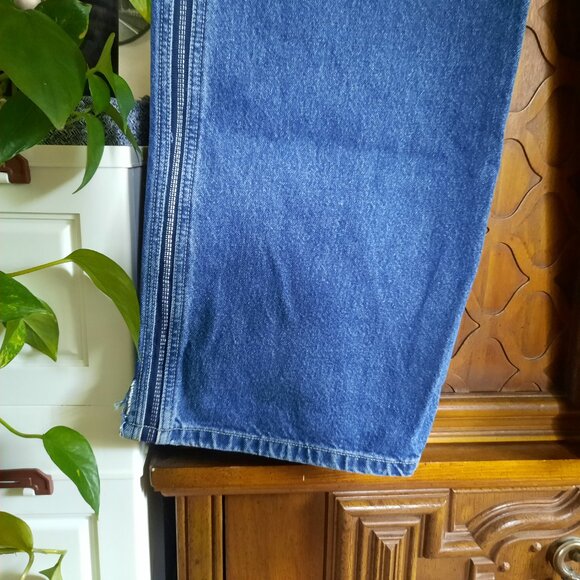 Union Bay 90s Vintage Striped Distressed Baggy Wide Leg Denim Jeans Mens 33x32 - Picture 6 of 16